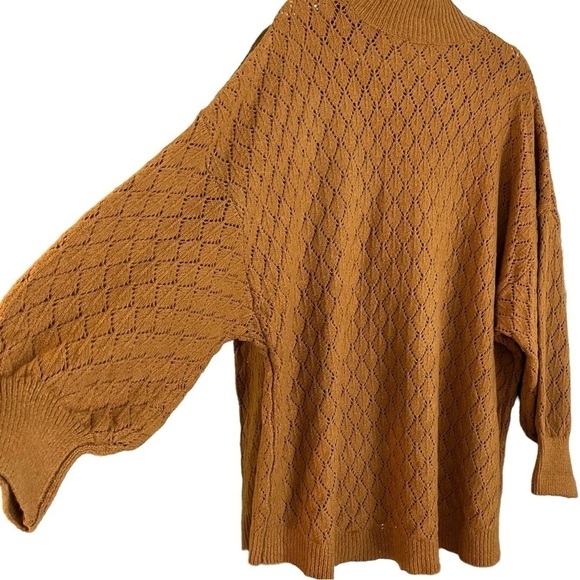 Wonderly Indian Gold Sweater Mock Turtleneck Balloon Sleeves Tunic Length Sz L - Picture 5 of 11